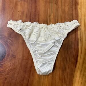 Vintage 90s Victoria's Secret Panties Thong Second Skin Satin Lace Underwear W2